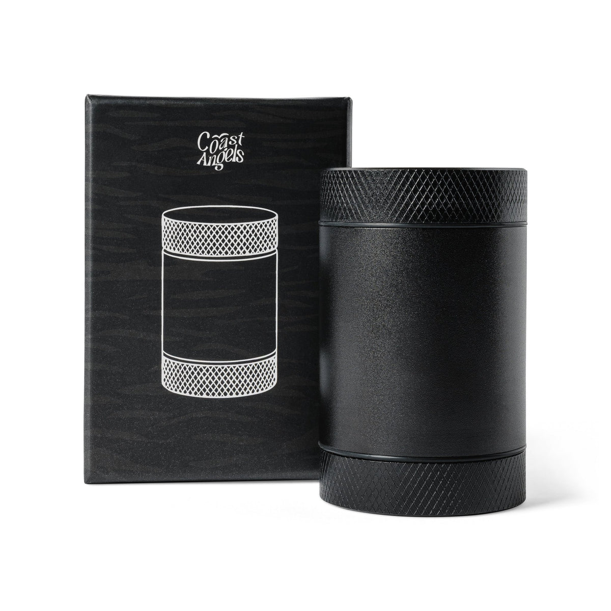 Coast Angels aluminium smell proof jar 180 ml with premium branded box on a white background